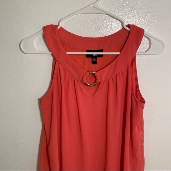 IZ Byer Sleeveless Asymmetrical Blouse Coral - Picture 2 of 11
